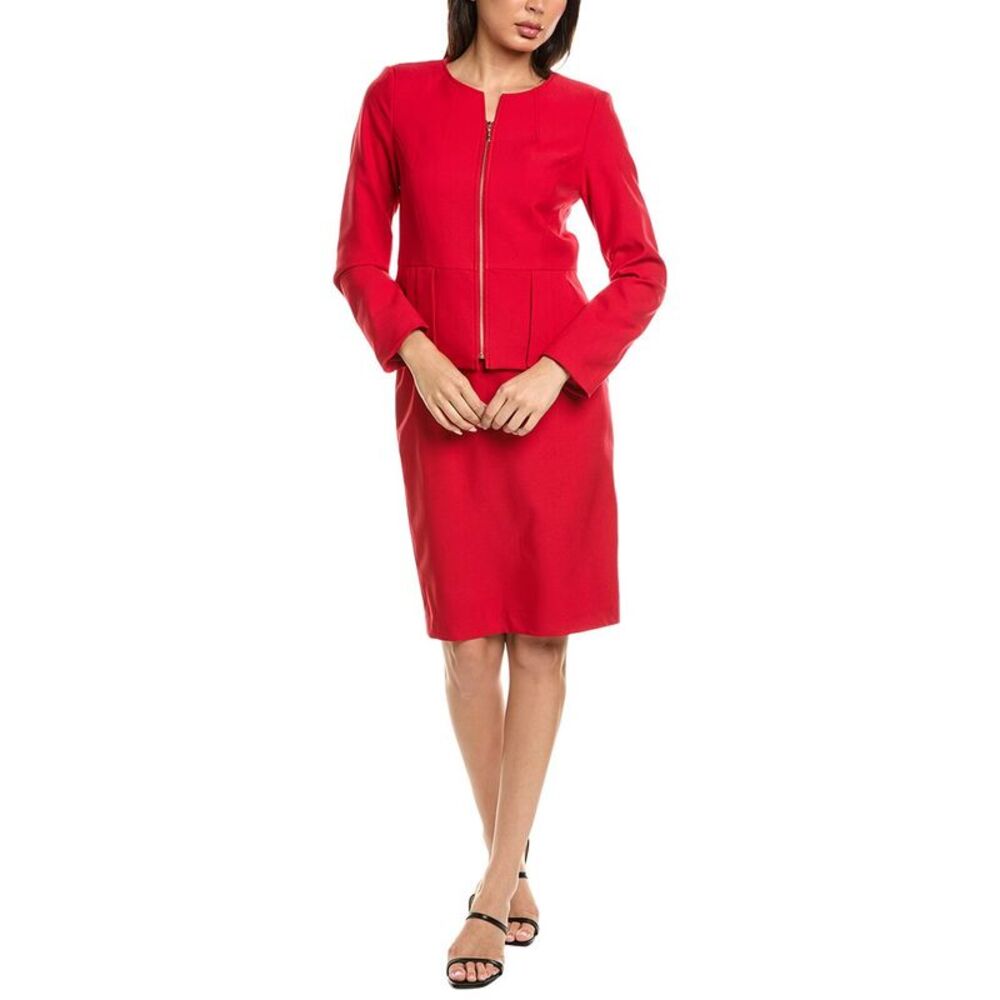 Tahari Asl Womens 2Pc Skirted Suit Set, Red